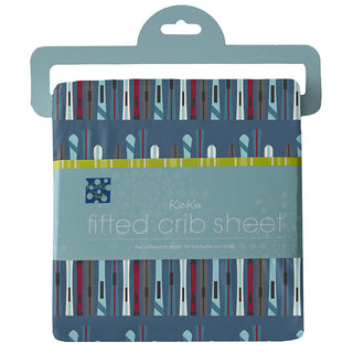 KicKee Pants Boys Print Fitted Crib Sheet, Twilight Skis - One Size