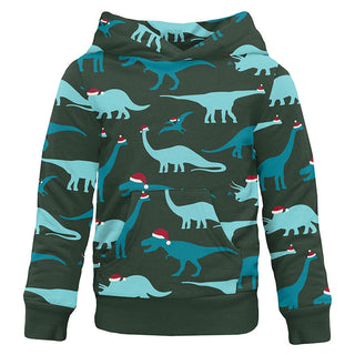 KicKee Pants Boys Print Fleece Kangaroo Pocket Pullover - Santa Dinos