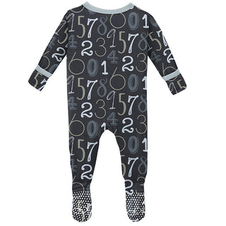 KicKee Pants Boys Print Footie with Snaps - Deep Space Math