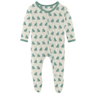KicKee Pants Boys Print Footie with Snaps - Natural Frog Prince