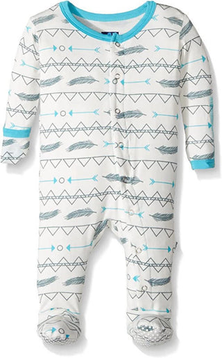 KicKee Pants Boy's Print Footie with Snaps - Natural Southwest