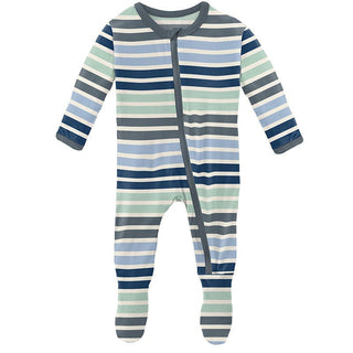 Boy's Print Footie with Zipper - Fairground Stripe Baby & Toddler Sleepwear