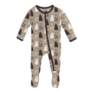 KicKee Pants Boy's Print Footie with Zipper - Popsicle Stick Telephone and Dog