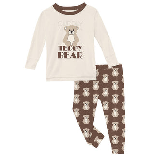 KicKee Pants Boys Print Long Sleeve Graphic Tee Pajama Set - Cocoa Teddy Bear