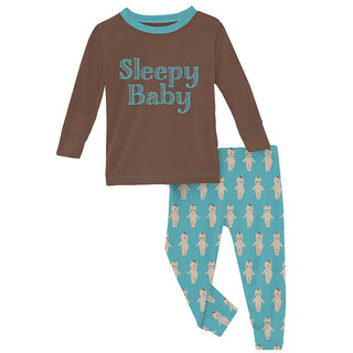 KicKee Pants Boys Print Long Sleeve Graphic Tee Pajama Set - Glacier Baby Doll