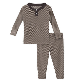 KicKee Pants Boys Print Long Sleeve Henley Pajama Set - Herringbone