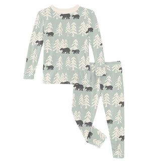 KicKee Pants Boys Print Long Sleeve Pajama Set - Aloe Bears and Trees WCA22