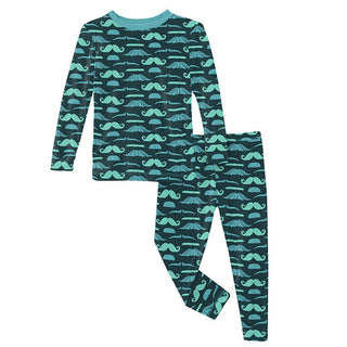 KicKee Pants Boys Print Long Sleeve Pajama Set - Pine Mustaches