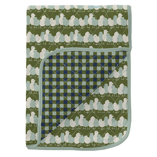 KicKee Pants Boys Print Quilted Stroller Blanket, Moss Chicks and Moss Gingham - One Size