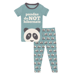 KicKee Pants Boy's Print Short Sleeve Graphic Tee Pajama Set - Jade Panda