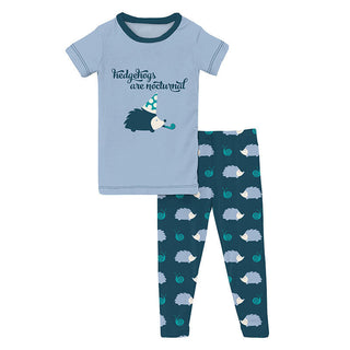 KicKee Pants Boy's Print Short Sleeve Graphic Tee Pajama Set - Peacock Hedgehog