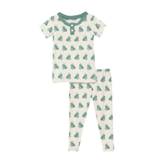 Boy's Print Bamboo Short Sleeve Henley Pajama Set - Natural Frog Prince KicKee Pants Size: 2T