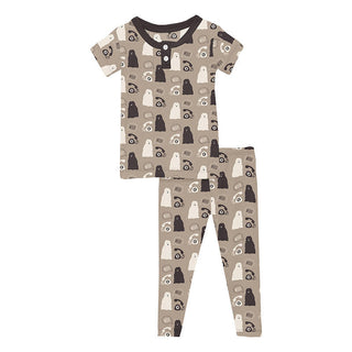 KicKee Pants Boy's Print Short Sleeve Henley Pajama Set - Popsicle Stick Telephone and Dog