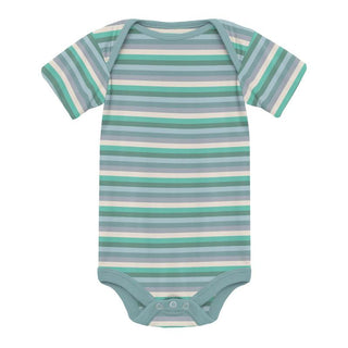 KicKee Pants Boys Print Short Sleeve One Piece Set of 2 - April Showers Stripe and Shore