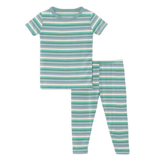 KicKee Pants Boys Print Short Sleeve Pajama Set - April Showers Stripe