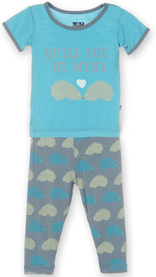 KicKee Pants Boy's Print Short Sleeve Pajama Set - Dusty Sky Porcupine