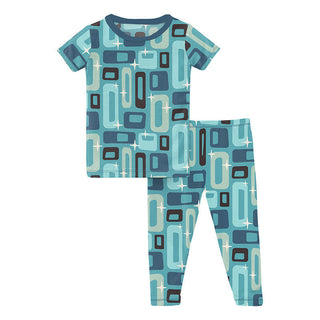 KicKee Pants Boy's Print Short Sleeve Pajama Set - Glacier Mid Century Modern