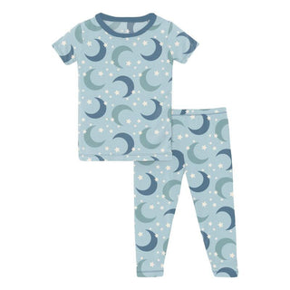 KicKee Pants Boy's Print Short Sleeve Pajama Set - Spring Sky Moon and Stars