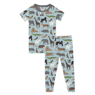 KicKee Pants Boy's Print Short Sleeve Pajama Set - Spring Sky Zoo
