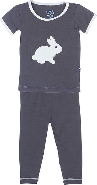 KicKee Pants Boy's Print Short Sleeve Pajama Set - Stone Bunny