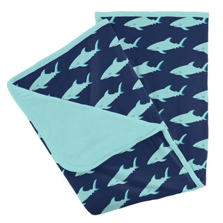 KicKee Pants Boys Print Stroller Blanket, Flag Blue Sharky - One Size