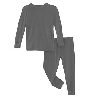 KicKee Pants Boy's Solid Bamboo Long Sleeve Pajama Set - Pewter