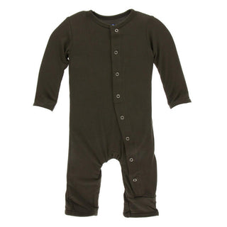 KicKee Pants Boys Solid Coverall with Snaps - Bark