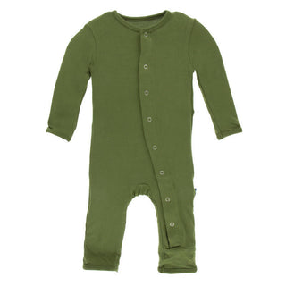 KicKee Pants Boys Solid Coverall with Snaps - Moss