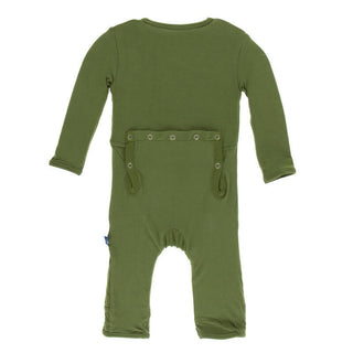 KicKee Pants Boys Solid Coverall with Snaps - Moss