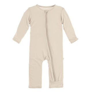 KicKee Pants Boys Solid Coverall with Zipper - Burlap TBD22