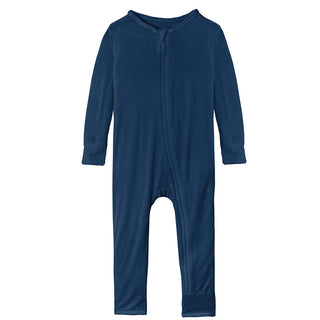 KicKee Pants Boys Solid Coverall with Zipper - Navy
