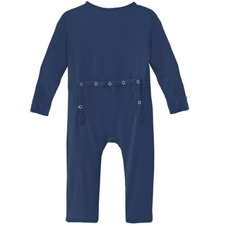 KicKee Pants Boys Solid Coverall with Zipper - Navy