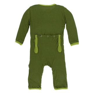 KicKee Pants Boy's Solid Coverall with Zipper - Pesto with Meadow