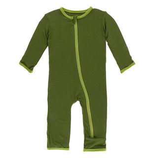 KicKee Pants Boy's Solid Coverall with Zipper - Pesto with Meadow