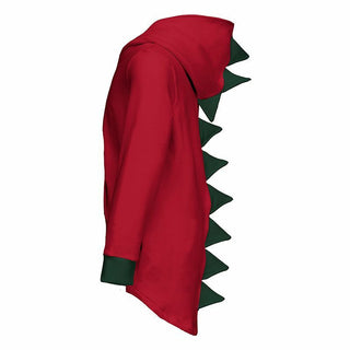 KicKee Pants Boys Solid Fleece Dino Hooded Jacket - Crimson with Mountain View
