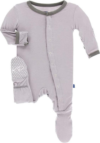Boy's Solid Bamboo Footie with Snaps - Feather with Cobbestone Baby & Toddler Sleepwear