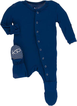 KicKee Pants Boy's Solid Footie with Snaps - Navy