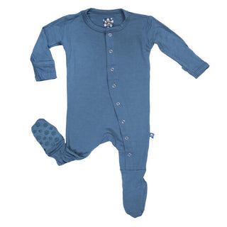 KicKee Pants Boys Solid Footie with Snaps - Twilight