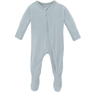 Boy's Solid Bamboo Footie with Zipper - Illusion Blue Baby & Toddler Sleepwear