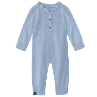 KicKee Pants Boys Solid Knitted Henley Romper - Pond