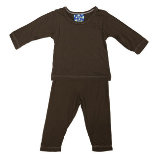 KicKee Pants Boys Solid Long Sleeve Pajama Set - Bark