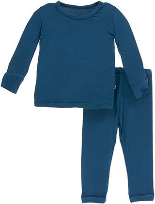 KicKee Pants Boy's Solid Long Sleeve Pajama Set - Peacock