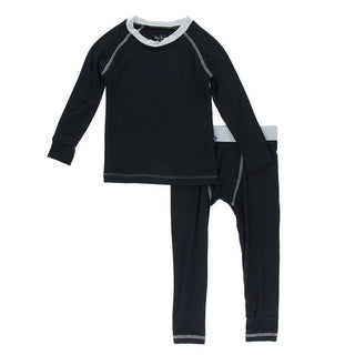KicKee Pants Boys Solid Long Sleeve Sport Pajama Set - Deep Space with Illusion Blue