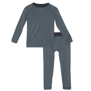 KicKee Pants Boys Solid Long Sleeve Sport Pajama Set - Slate with Deep Space