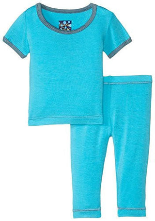 KicKee Pants Boy's Solid Short Sleeve Pajama Set - Confetti with Dusty Sky