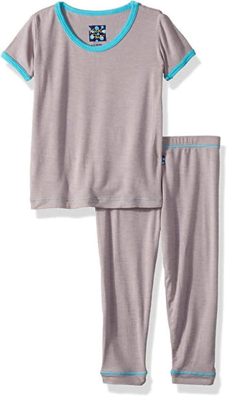 KicKee Pants Boy's Solid Short Sleeve Pajama Set - Feather with Confetti