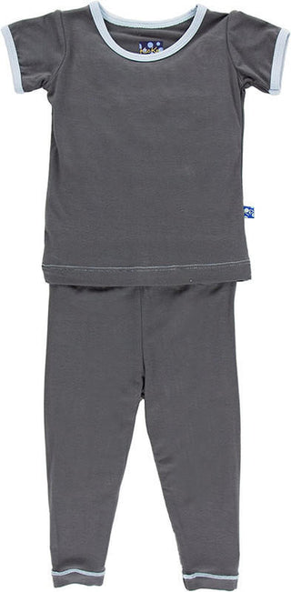 KicKee Pants Boy's Solid Short Sleeve Pajama Set - Stone with Pond