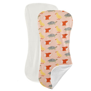 KicKee Pants Burp Cloth Set - Peach Blossom Class Pets and Natural - One Size