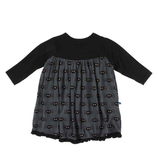 Celebration Print Bamboo Classic Long Sleeve Swing Dress, Stone Spiders Baby & Toddler Dresses