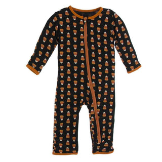 KicKee Pants Celebration Print Coverall with Zipper - Midnight Candy Corn